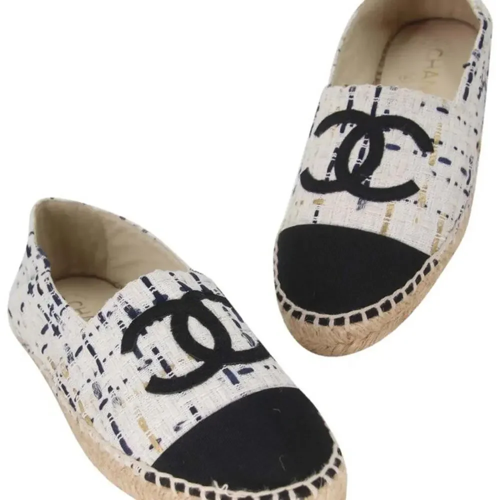 Chanel Espadrille 36 Tweed Cap Toe Cc Runway Multi Flats CC-S0207P-C006 - Picture 2 of 10